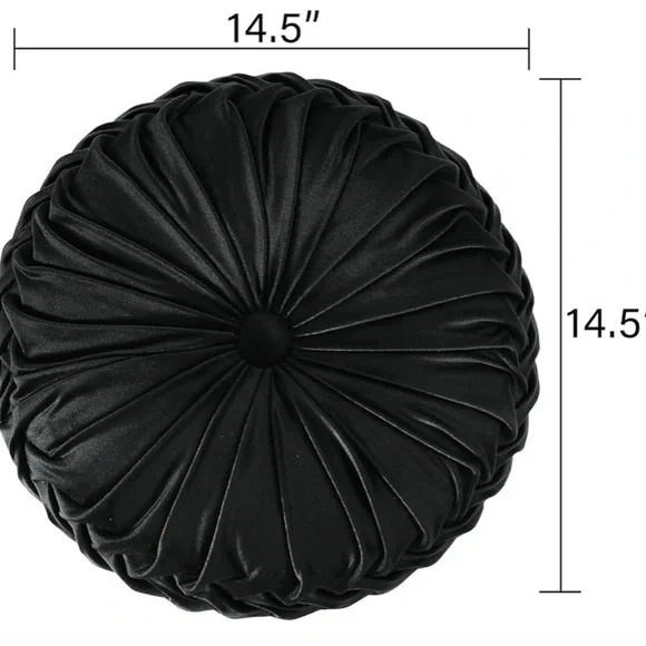 Round Pleated throw pillow Black - Picture 2 of 2